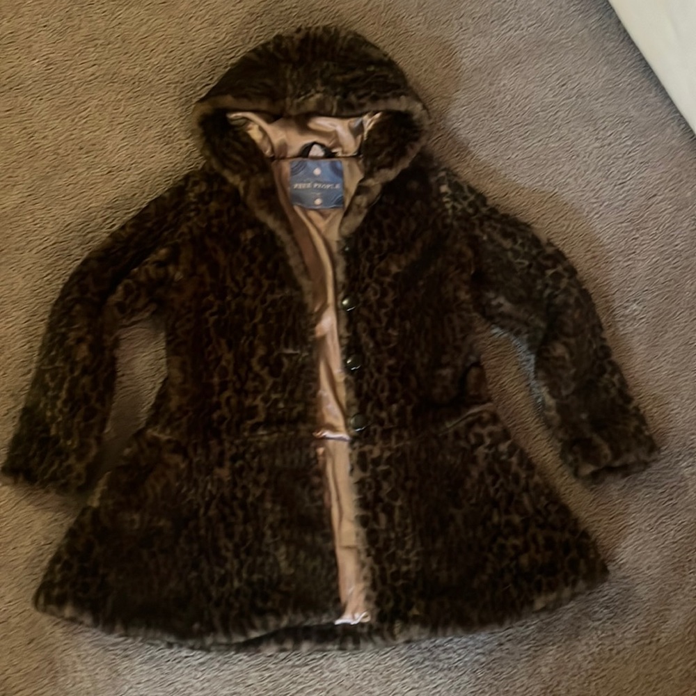Free People Leopard Fur Swing Coat Size Medium